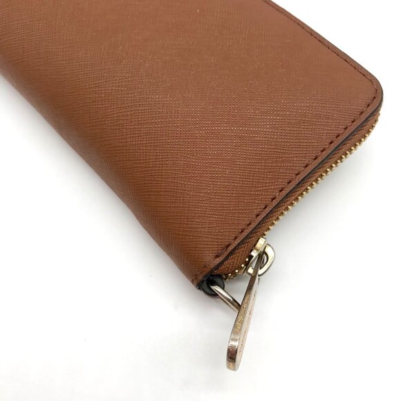 Michael Kors Brown Saffiano Leather Jet Set Zip Around Wallet - Picture 7 of 10